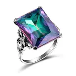 Anel feminino de zircônia quadrada colorida, ideal para adicionar um toque de cor e elegância ao seu visual diário. — foto 5