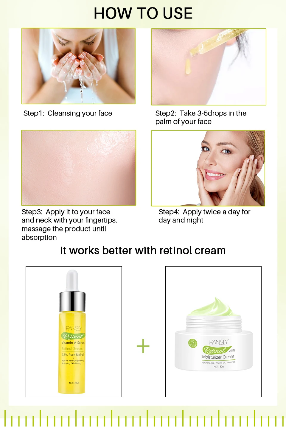 Solução Estoque Retinol Hidratante Diminui Linhas Finas e Rugas Pele Mais Lisa e Jovem Potente Fórmula Antienvelhecimento Cuidado Facial — foto 5