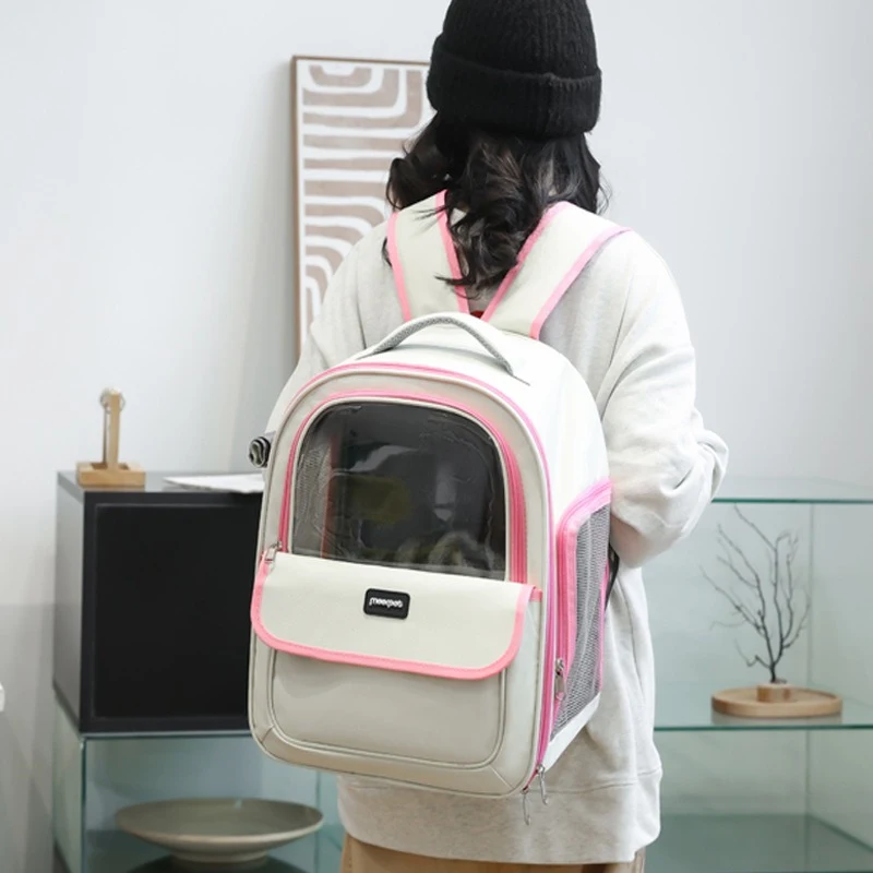 Title 4, Cat Carrier Bag PU Portable Travel Outdoor Back...
