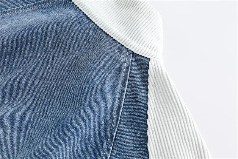 Retro Japanese Striped Short Style Stitching Denim Cotton Coat Jacket. Experience timeless style and comfort. A perfect — photo 15