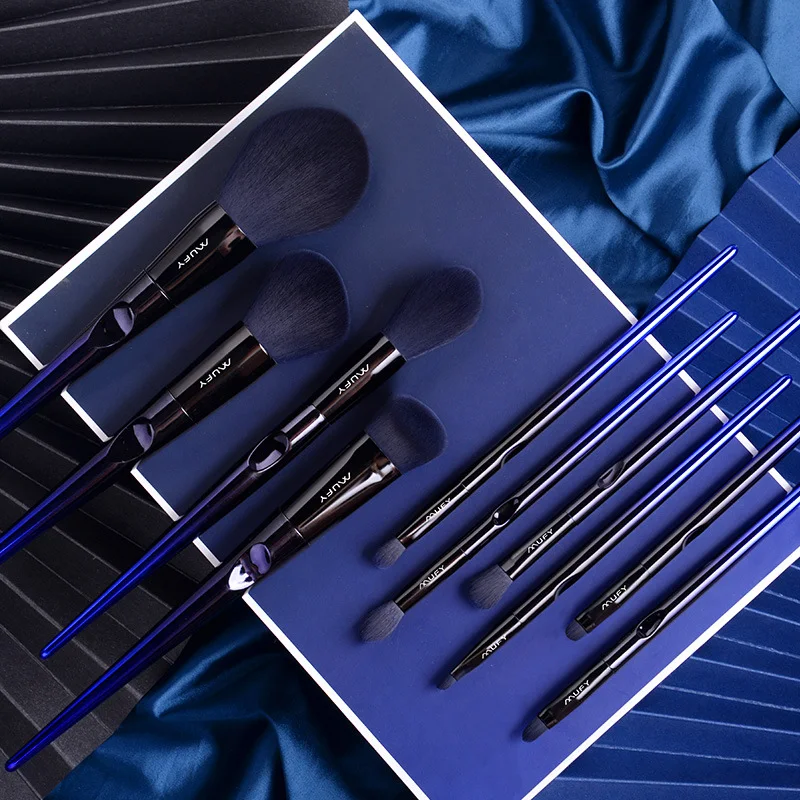 Title 4, Blue 10 Makeup Brushes Set for Flawless Applica...