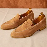 Men's brown suede loafers with round toe, offering classic style and all-day comfort, perfect for both casual and semi-f — photo 4