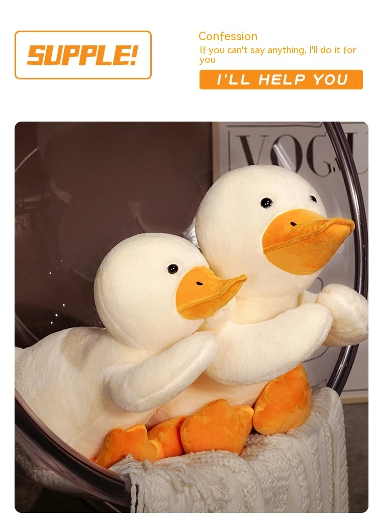 Travesseiro de pelúcia de pena de pato branco grande e deitado Macio e adorável Ideal para abraçar e decorar o quarto — foto 9