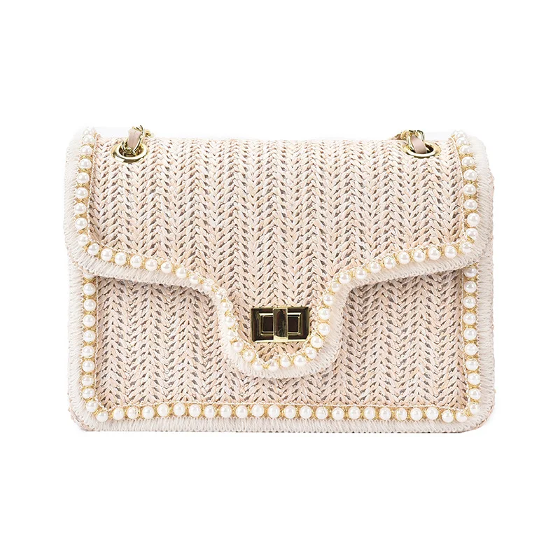 Title 4, Shoulder Messenger Chain Womens Straw Bag