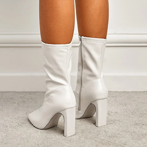 Title 6, Botas curtas femininas plus size de salto alto,...