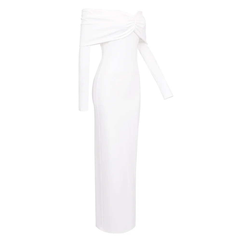 Title 19, White Long Sleeve Off-the-shoulder Tube Top Ple...