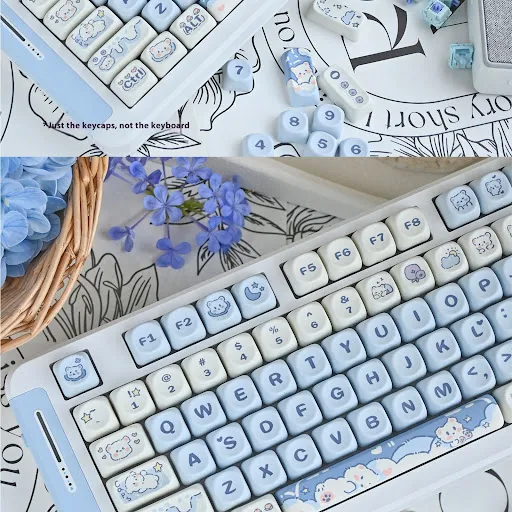 Title 9, Blue Ice Cream Teddy Bear Keycap Cute Cartoon. ...