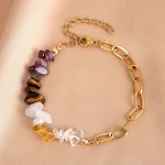 Bracelet Double en Acier Inoxydable avec Gravier de Cristaux Naturels Élégance et Bien-être au Quotidien Bijou Durable et Tendance — photo 14