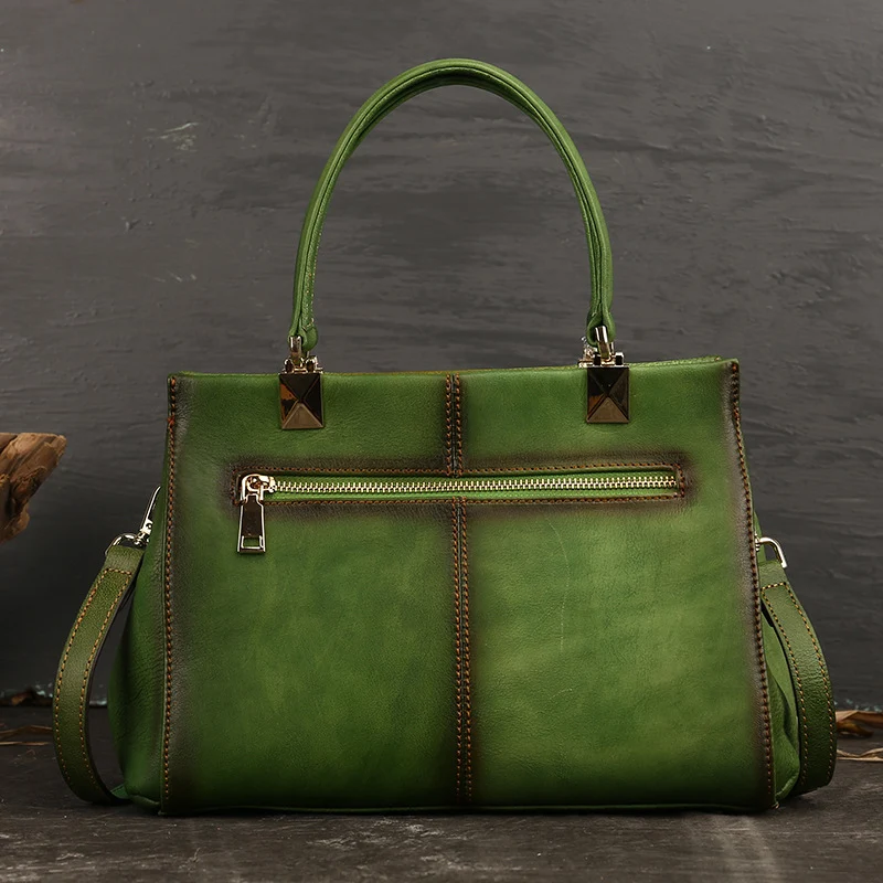 Bolsa de mão vintage de couro legítimo para mulheres, elegante e espaçosa, ideal para uso diário e eventos especiais, um acessório atemporal e sofisticado. — foto 1