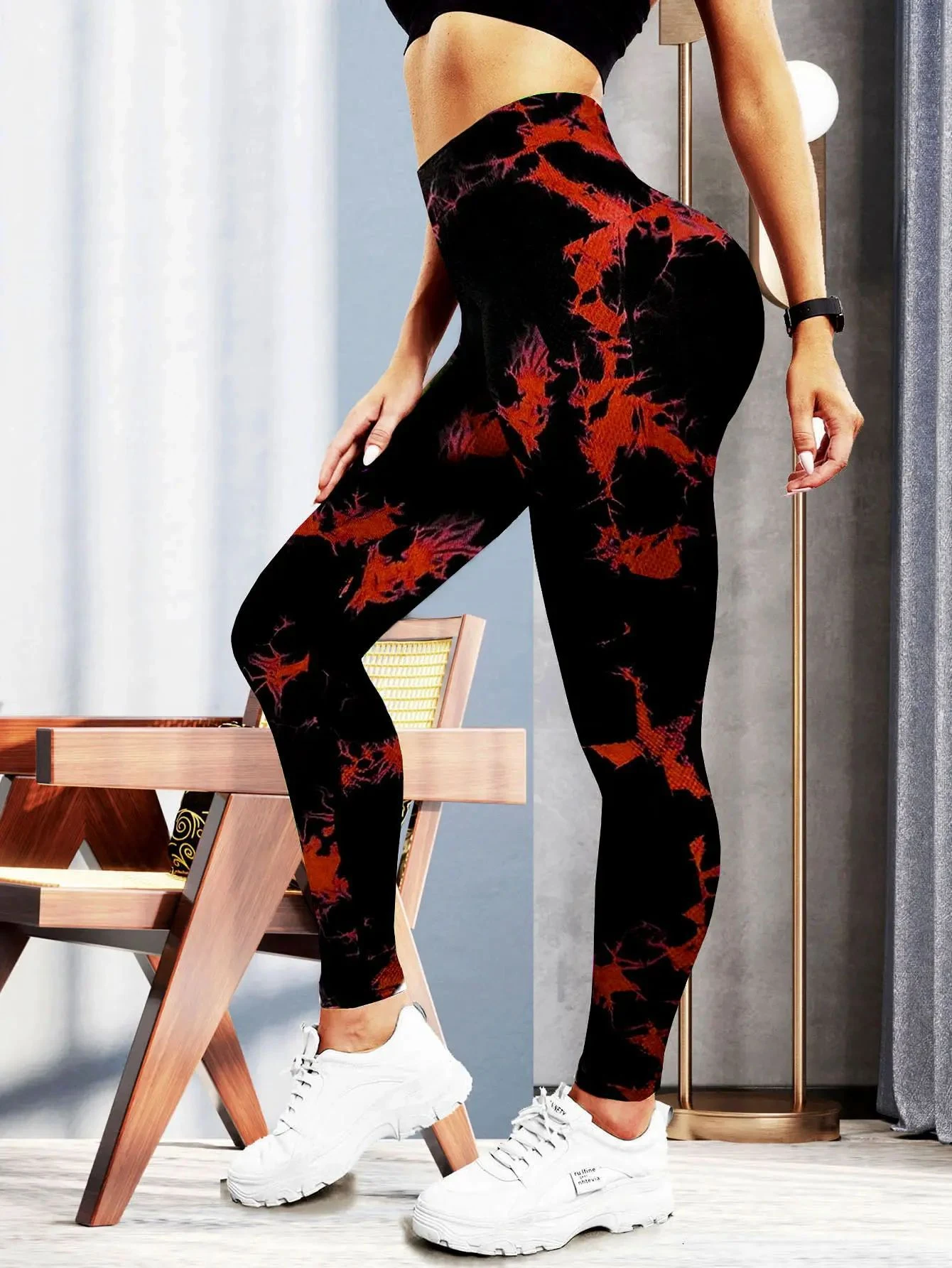 Damen Casual Tie-Dye Yoga Hose für Komfort und Stil. Perfekt für Yoga, Sport und Freizeit. Bequem, atmungsaktiv und modisch. — foto 10