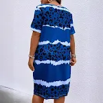 Damesjurk met V-hals en print met korte mouwen — foto 6