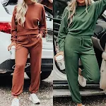 Dames T-shirt met ronde hals en broekpak Comfortabele set voor dagelijks gebruik en casual looks Stijlvol en gemakkelijk te combineren outfit voor dames — foto 4
