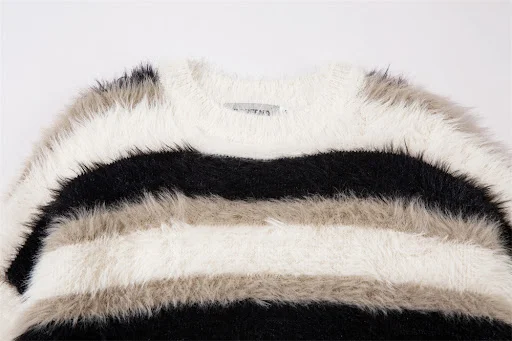 Title 7, Mens Striped Mink-like Round Neck Sweater prov...