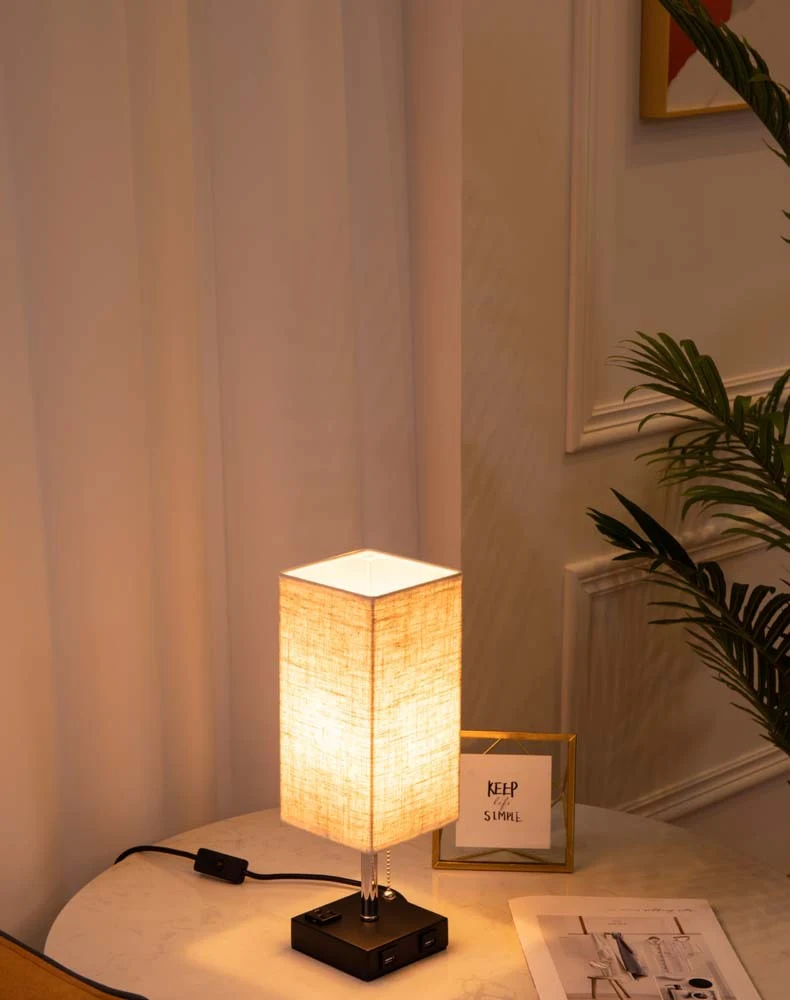 Title 4, Simple Bedroom Cozy Fabric Table Lamp. Create a...