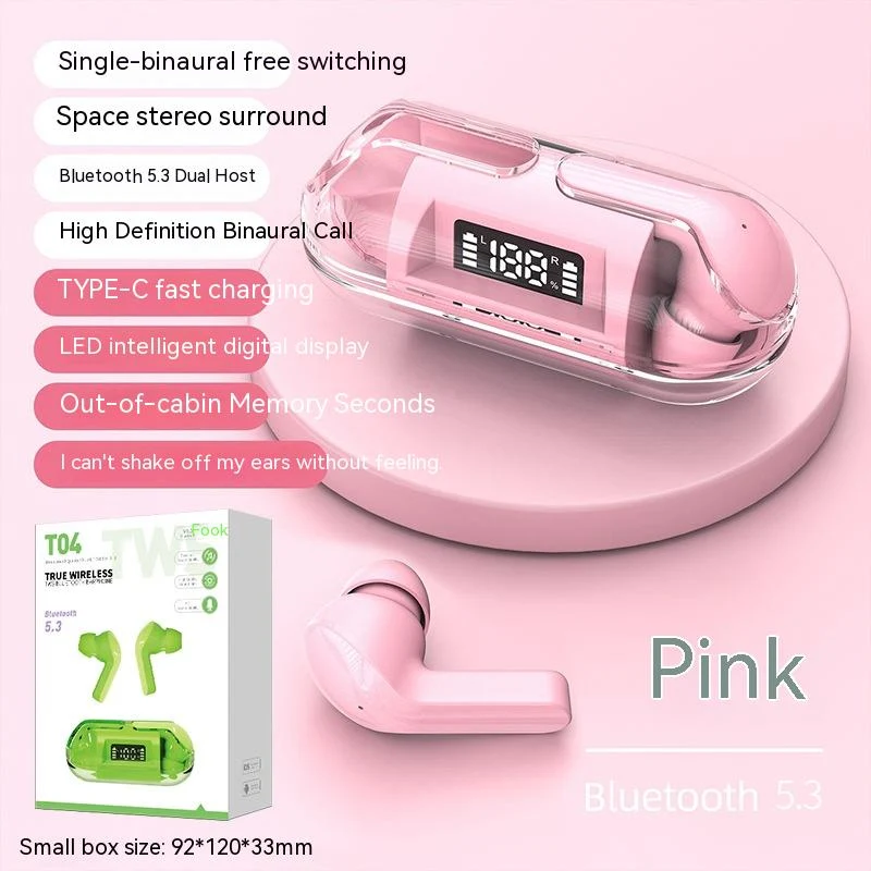 Wireless Digital Display Bilateral Stereo Transparent Bluetooth Headset — experience clear audio and see your world. — photo 5