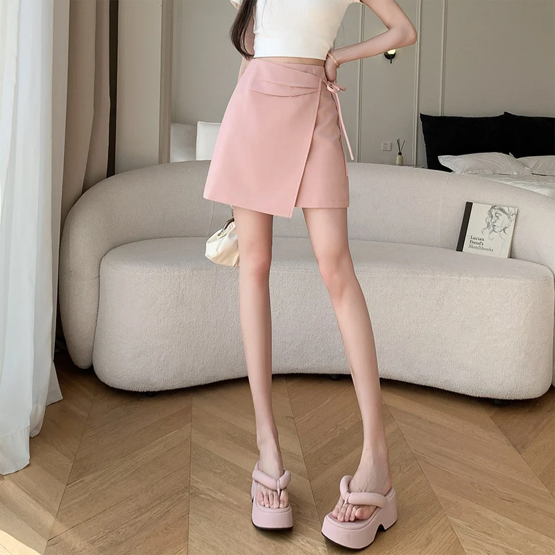 Saia assimétrica com cadarço, estilo chinês novo, com pregas. Crie um visual elegante e moderno, ideal para diversas ocasiões. — foto 2