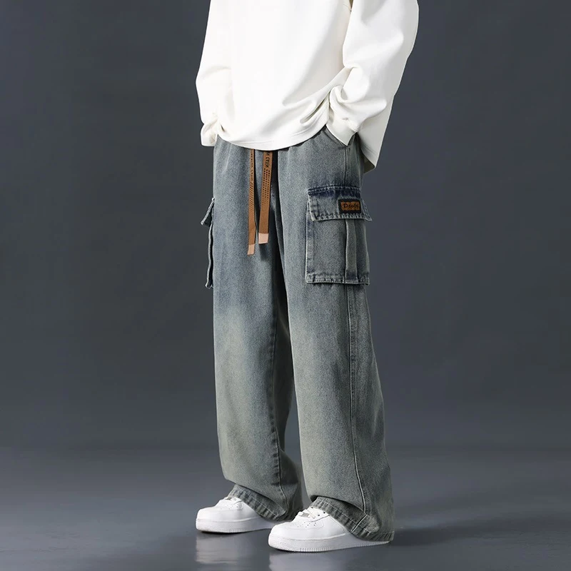 Heren Jeans Broek Losse Rechte Wijde Pijpen, Verloop Wassing, Soepel Vallend, Comfortabel en Stijlvol, Perfect voor Elke Dag — foto 2
