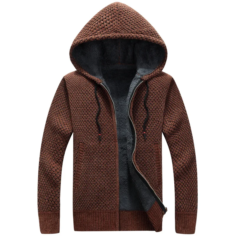 Men's Cardigan Sweater Plus Velvet Thick Hooded Casual Sweater Warm Jacket, providing comfort, warmth, and style for col — photo 2