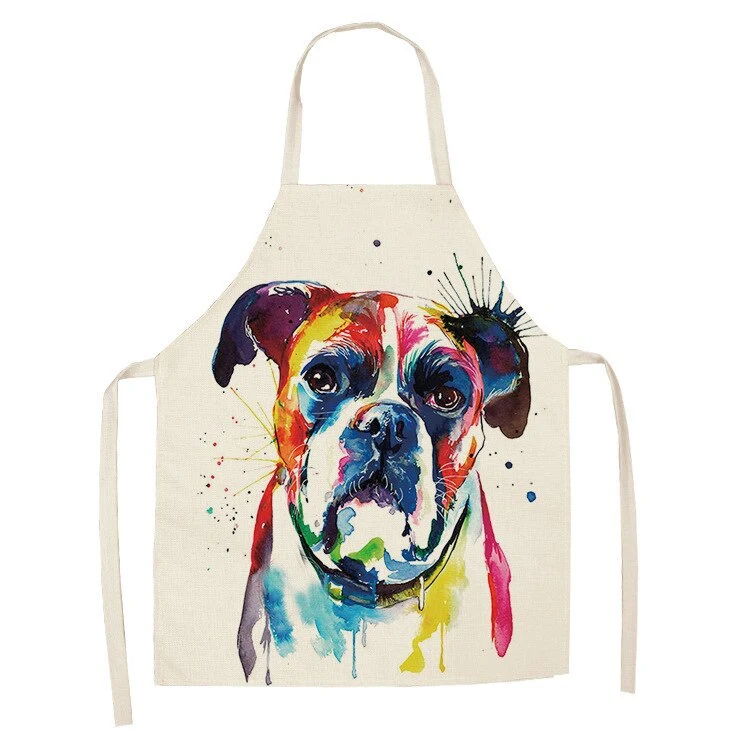 Cartoon Cute Dog Printed Cotton And Linen Apron Kitchen Home Cleaning Parent-child Sleeveless Coverall Generation Hair P — photo 17