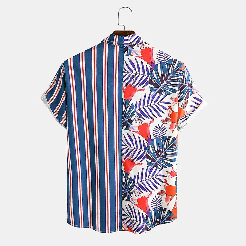 Title 3, Striped printed shirt with splicing details, of...