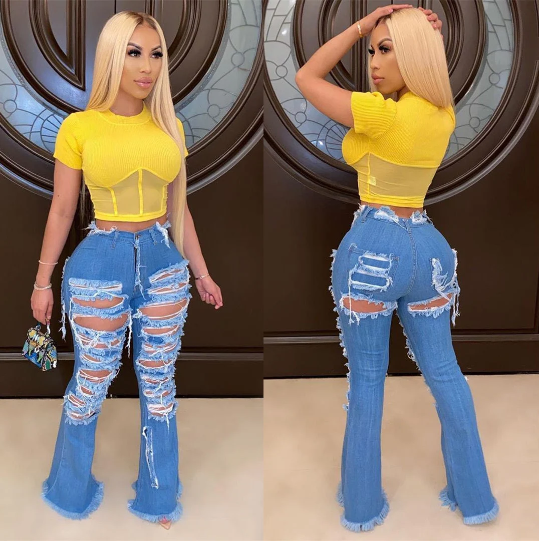 Calças jeans flare de tendência urbana personalizadas. Design exclusivo, caimento perfeito e estilo moderno para um visual autêntico. — foto 6