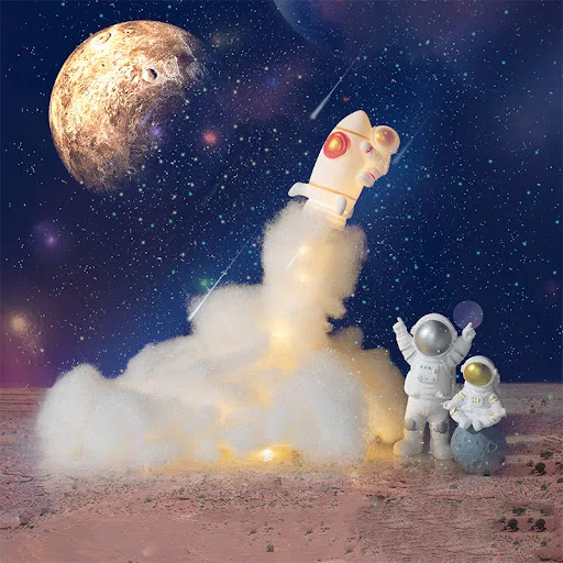Title 1, Creative Night Light LED Astronaut Rocket Stude...