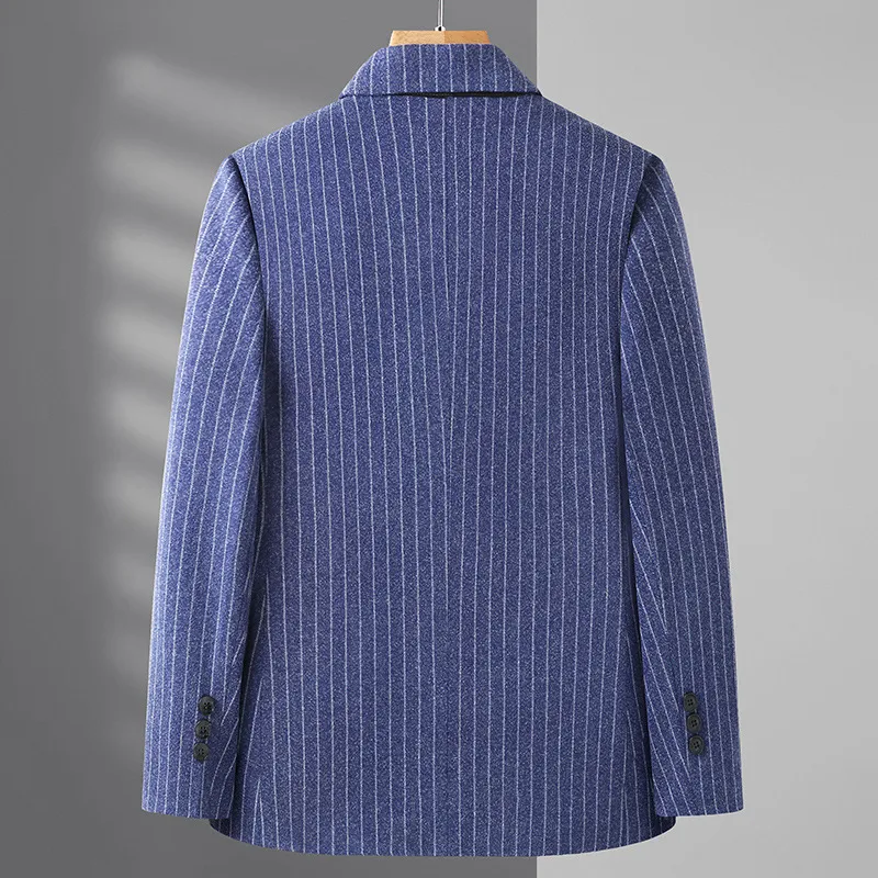 Men's Wool Striped Jacquard Fashion Tide Tweed Small Suit Jacket, a stylish and modern choice for a sophisticated and fa — photo 1