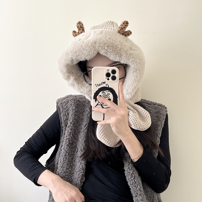 Title 1, Thickened Warm Antler Scarf Hat