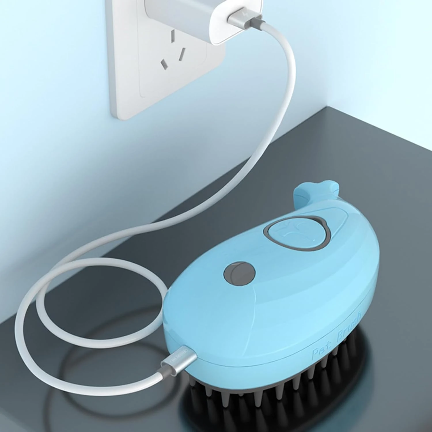 Steamy Cat Brush 3-in-1 Whale-Shaped Steam Brush, massages, quickly foams, removes loose hair for a clean and happy cat. — photo 1
