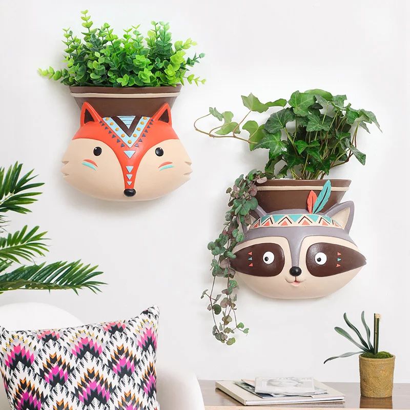 Indian Style Wall Mounted Plant Pot Wall Hanging Succulent Pots Cartoon Animal Shape Resin Indoor Flower Pots for Home D — photo 10