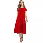 Round Neck Shirt With Half Sleeve Solid Color Wide Hem Dress — photo 16