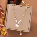 Colar de pérolas sofisticado Corrente de clavícula com design de alta costura e temperamento. Um acessório perfeito para realçar sua beleza. — foto 6