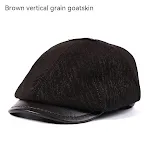 Men's Sheepskin Peaked Cap Beret Vintage Newsboy Painter Octagonal Leather Hat British Style, Warm and Stylish Headwear — photo 8