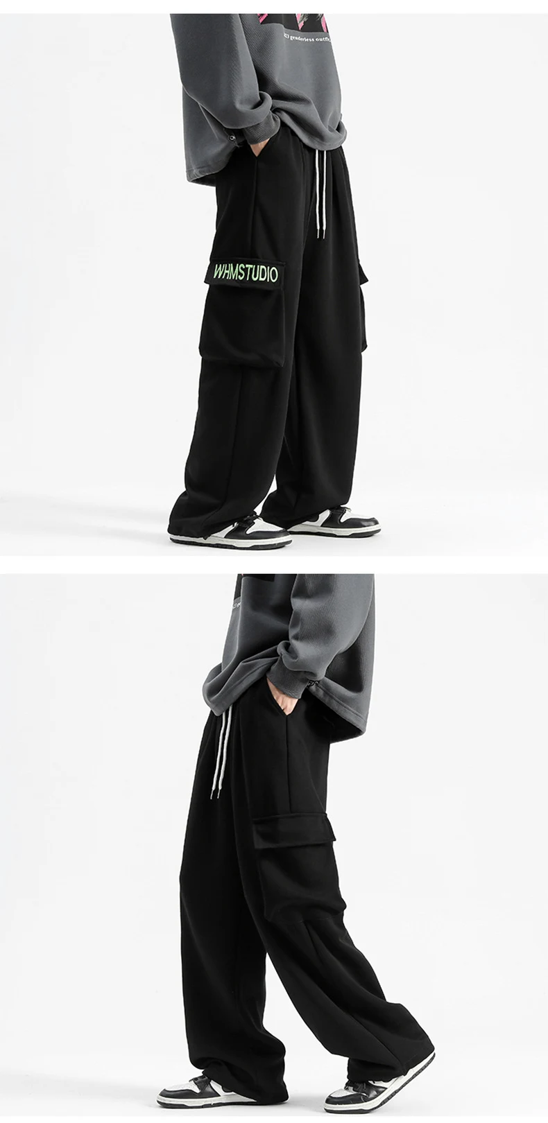 Title 6, Mens Multi-pocket Workwear Loose Straight Casu...