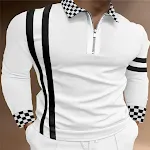 Men's Long Sleeve Striped Slim Fit Lapel Polo Shirt. A stylish and comfortable shirt for any occasion, offering a modern — photo 4
