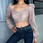 Top manga bufante brilhante — foto 5
