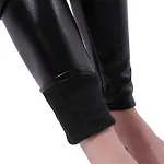 Pantaloni in pelle leggings plus velluto ispessito vita alta snellenti, comodi ed eleganti per lei. — foto 4