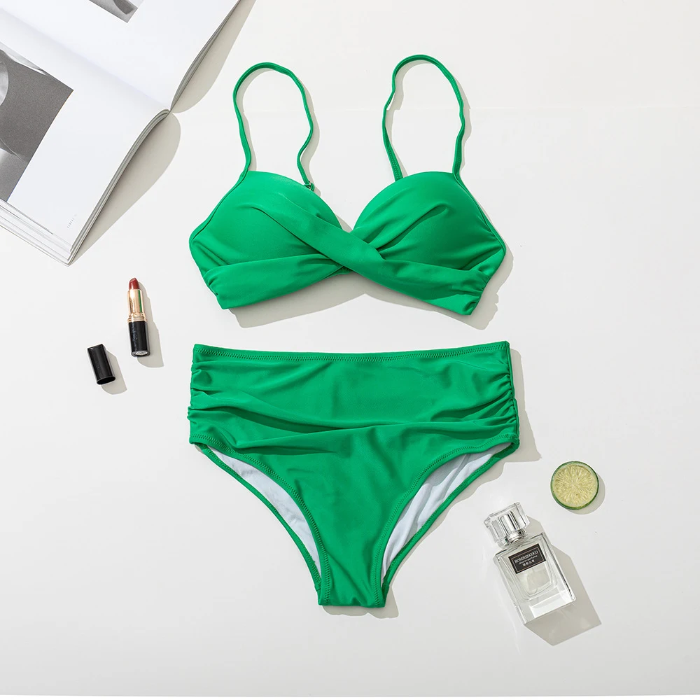 Title 9, Womens Solid Color Split Bikini with Hard Bag ...