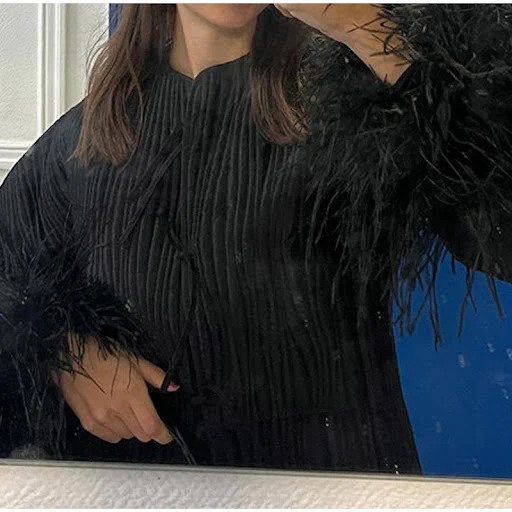 Title 18, Pure Color Tied Feather Jacket Coat for Women. ...