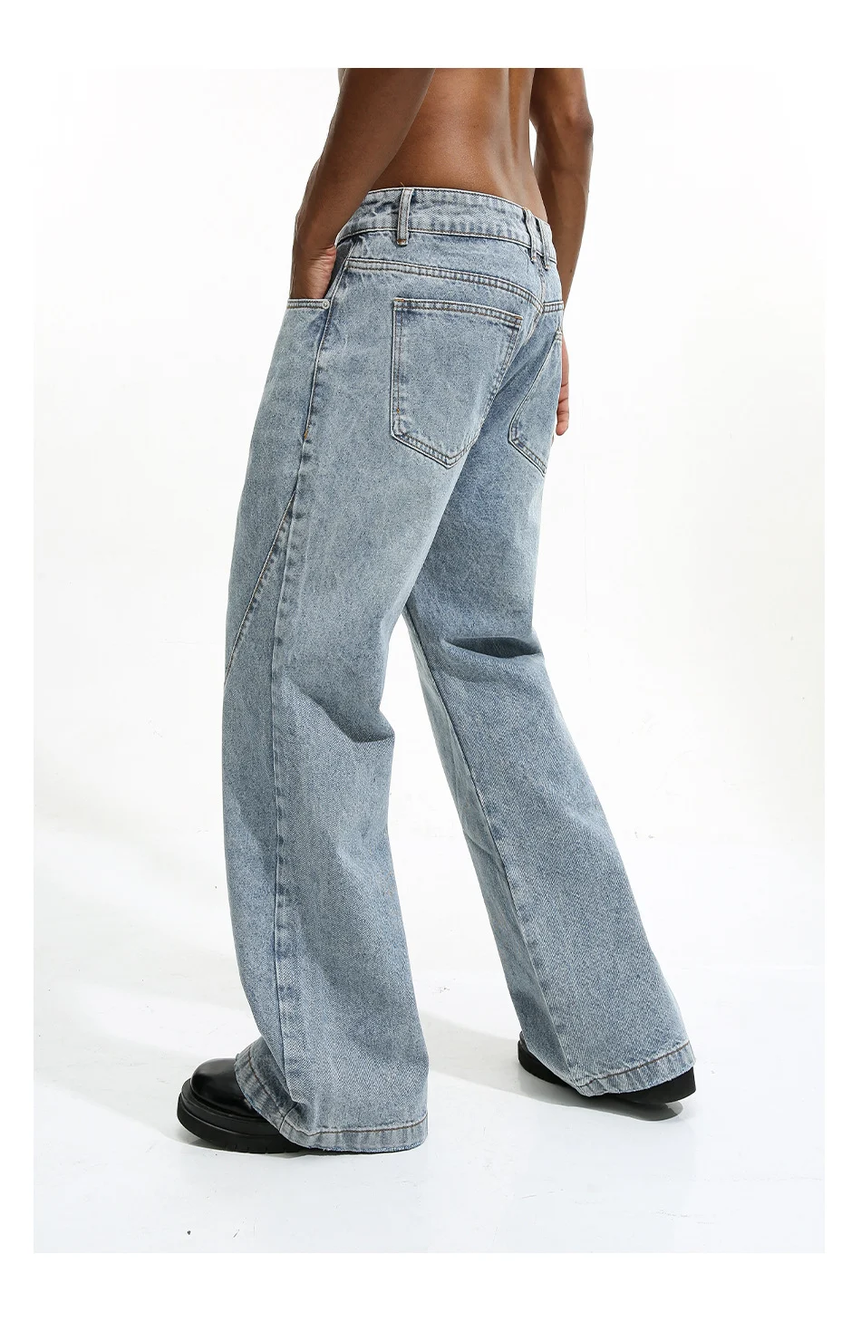 Title 10, Mens American-Style Vintage White Washed Strai...