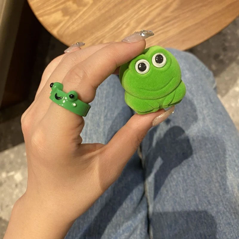 Schattige eenvoudige vriend exclusieve kleine ding eenzame kikker ring. Een schattig cadeau dat liefde en genegenheid toont. — foto 5