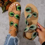 Dames Peacock Eye haarstrand slippers, perfect voor de zomer. Comfortabele en stijlvolle teenslippers voor strand en zwembad. — foto 12