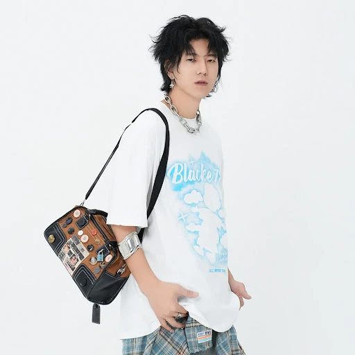 Title 10, Mens Cartoon Abstract Print Short Sleeve T-shi...