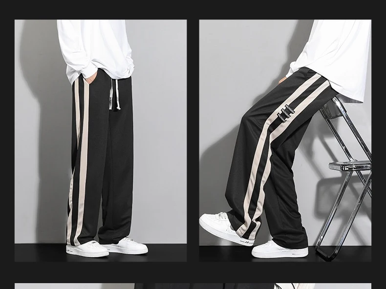 Title 16, Losse gestreepte lange rechte casual broek voor...