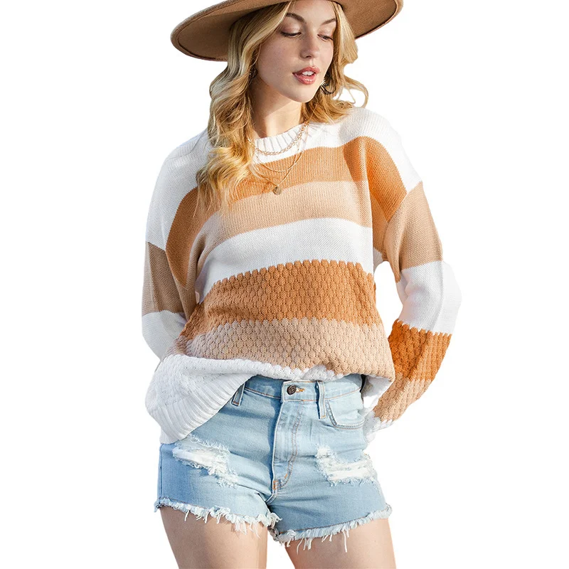 Title 7, Pullover mit gestreifter Textur für Damen im He...