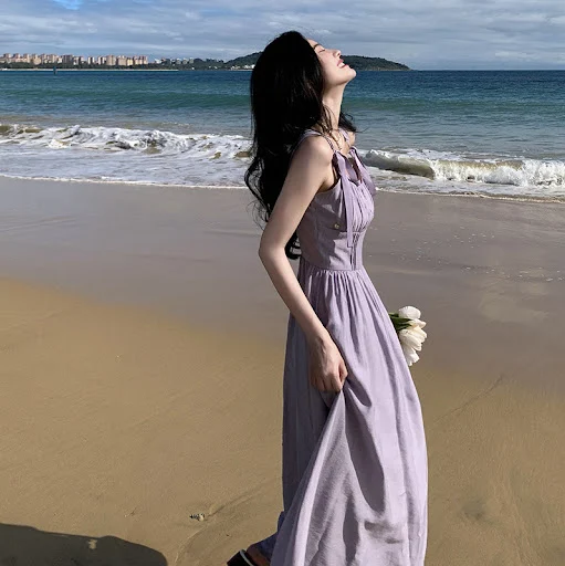 Title 2, Gentle Seaside Vacation Sling Long Dress