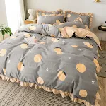 Jogo de lençóis Princesa para meninas, 4 peças, capa de edredom romântica, roupa de cama de verão, design de coração, conforto. — foto 7