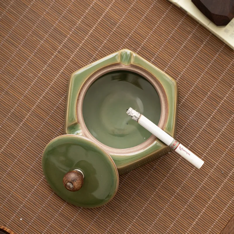 Retro Prevent Fly Ash Ashtray Chinese Creative Household Windproof Design Easy Clean Home Decor — photo 9
