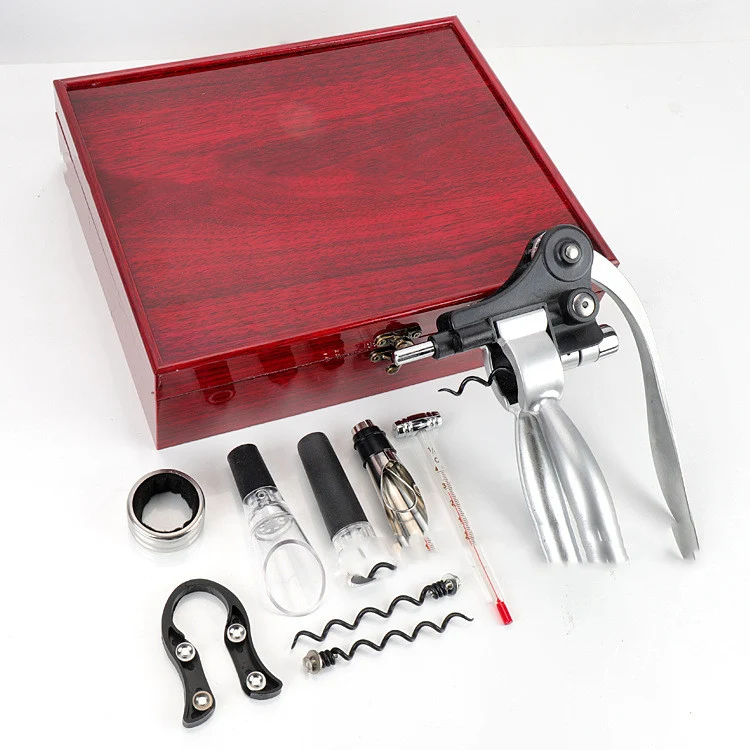 Red Bright Pattern Box Rabbit Head Wine Opener, Pourer & Set, the perfect gift for wine lovers, stylishly opening and se — photo 3