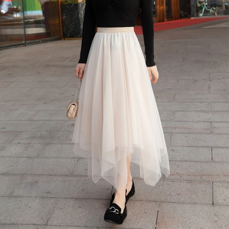 Saia de malha irregular, super quente, vestido de fada, cintura alta, perfeito para um visual moderno e feminino que valoriza a silhueta. — foto 30